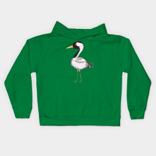 Cute crane watercolor Kids Hoodie